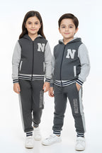 Nextage Kids Charcoal Varsity Tracksuit