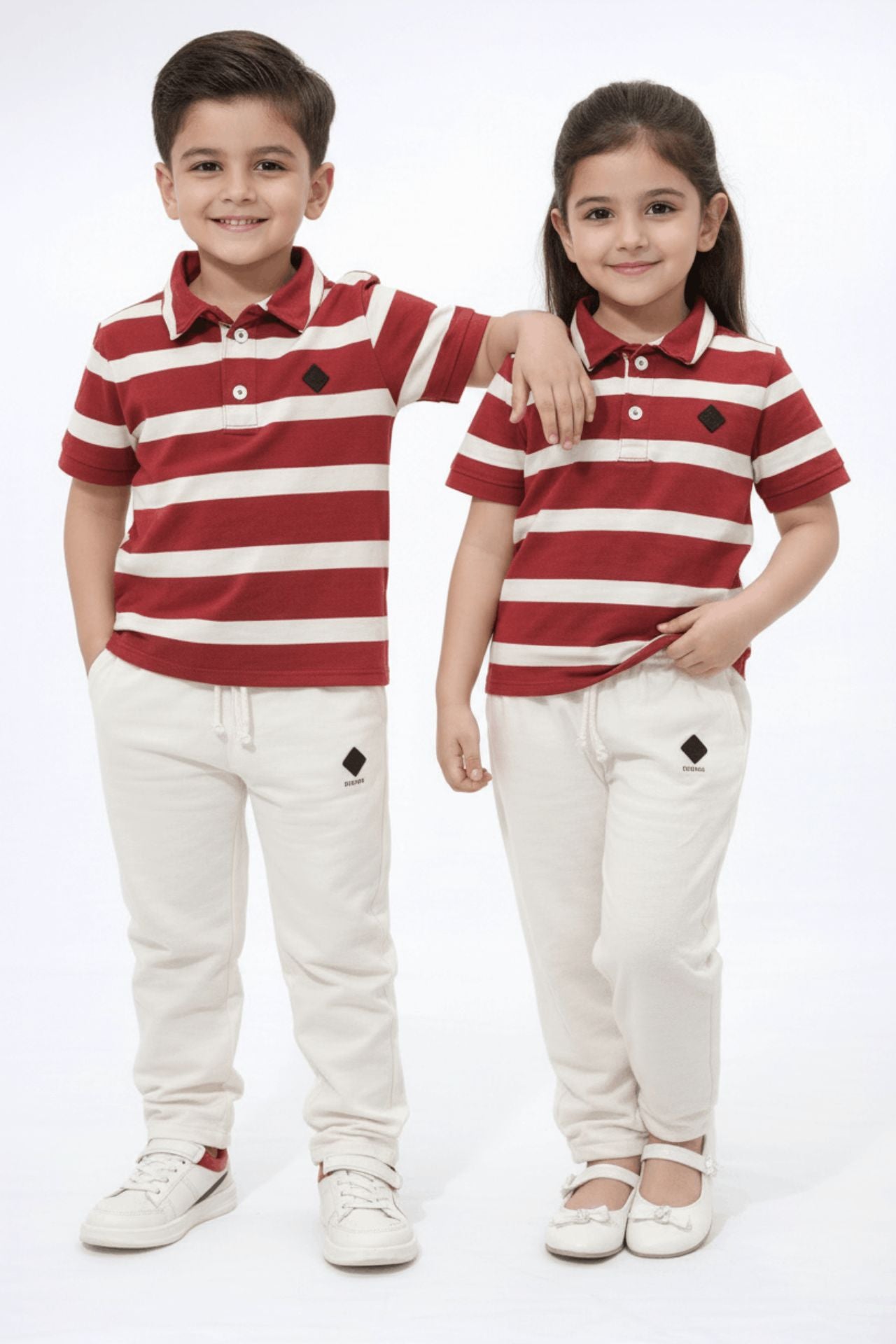 kids striped outfit side view, nextage polo co ord kids