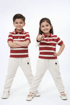 girls striped polo outfit, nextage girls casual co ord set