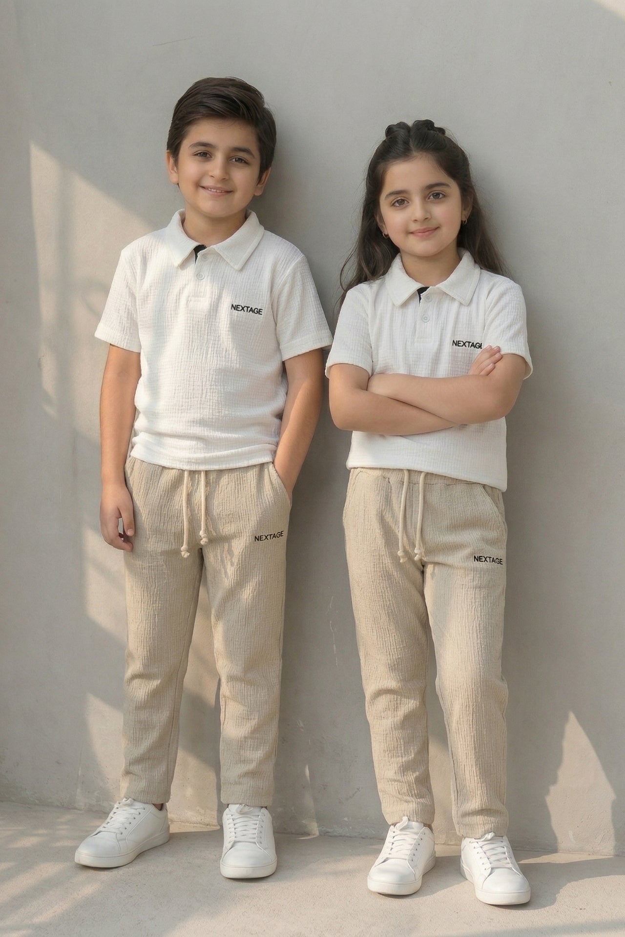 nextage kids white polo set