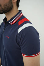 Nextage Navy Blue Cotton Polo Shirt