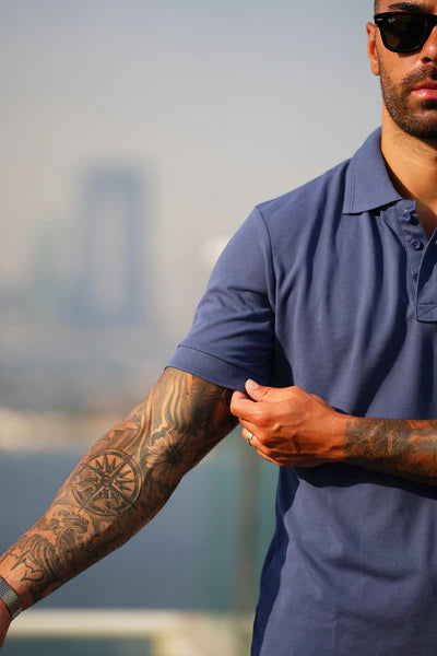 Nextage Indigo Cotton Polo Shirt