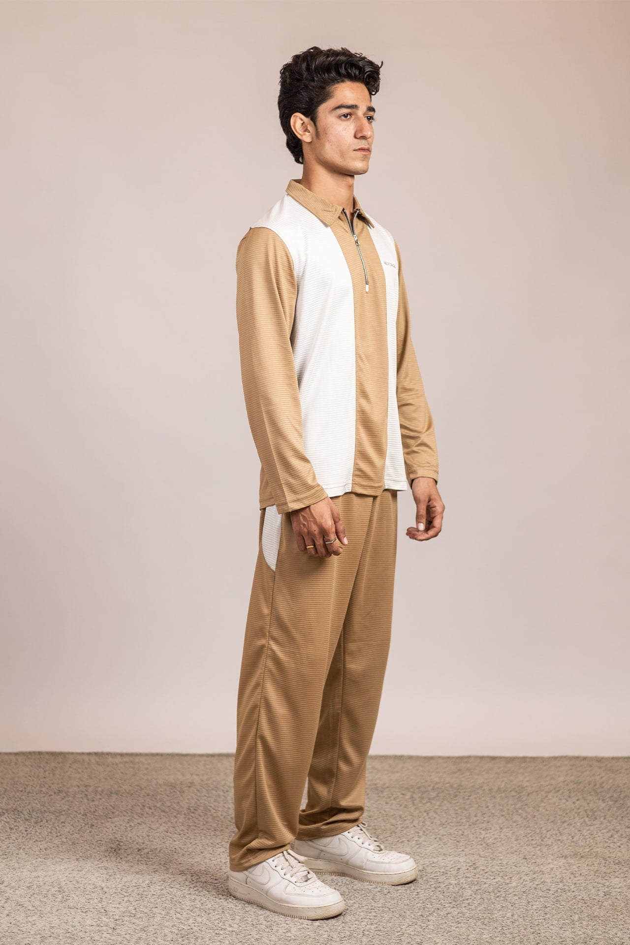 Nextage relaxed fit sand track pants for men detail