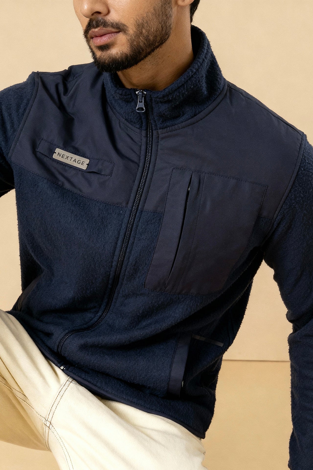 Nextage Navy Polar Fleece Jacket