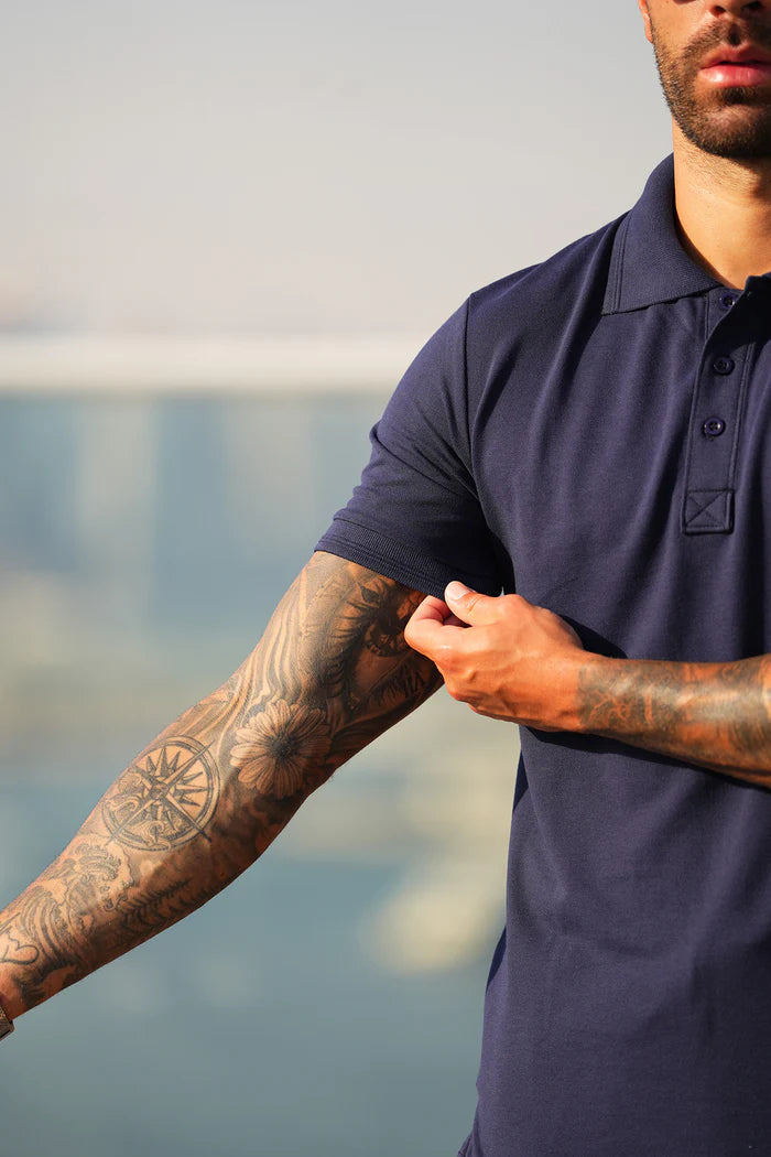 Nextage Cotton Navy Polo Shirt