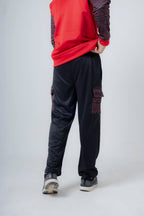 Back view of Nextage red and black fleece hoodie tracksuit, stylish winter wear