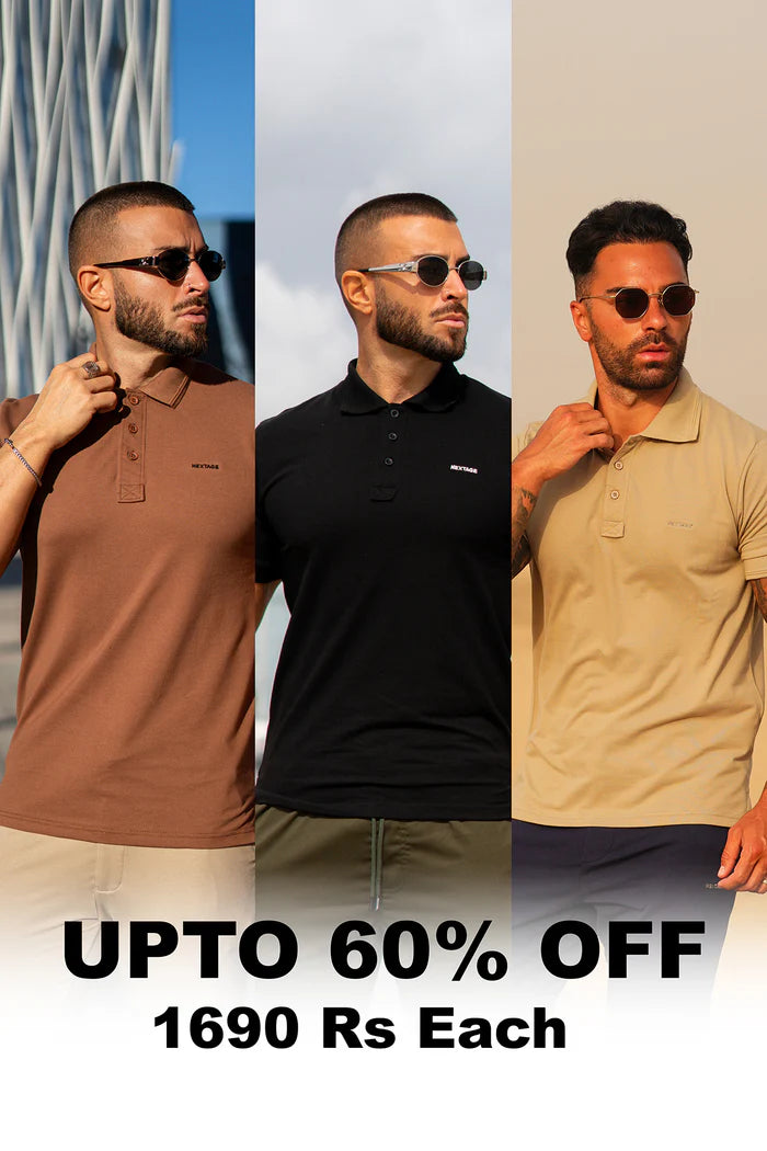 Nextage Pack of 3 Premium Cotton Pique Polo Shirts