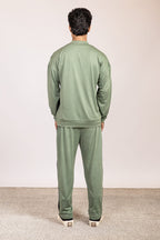 Back view of Nextage men’s colorblock track suit in sage green