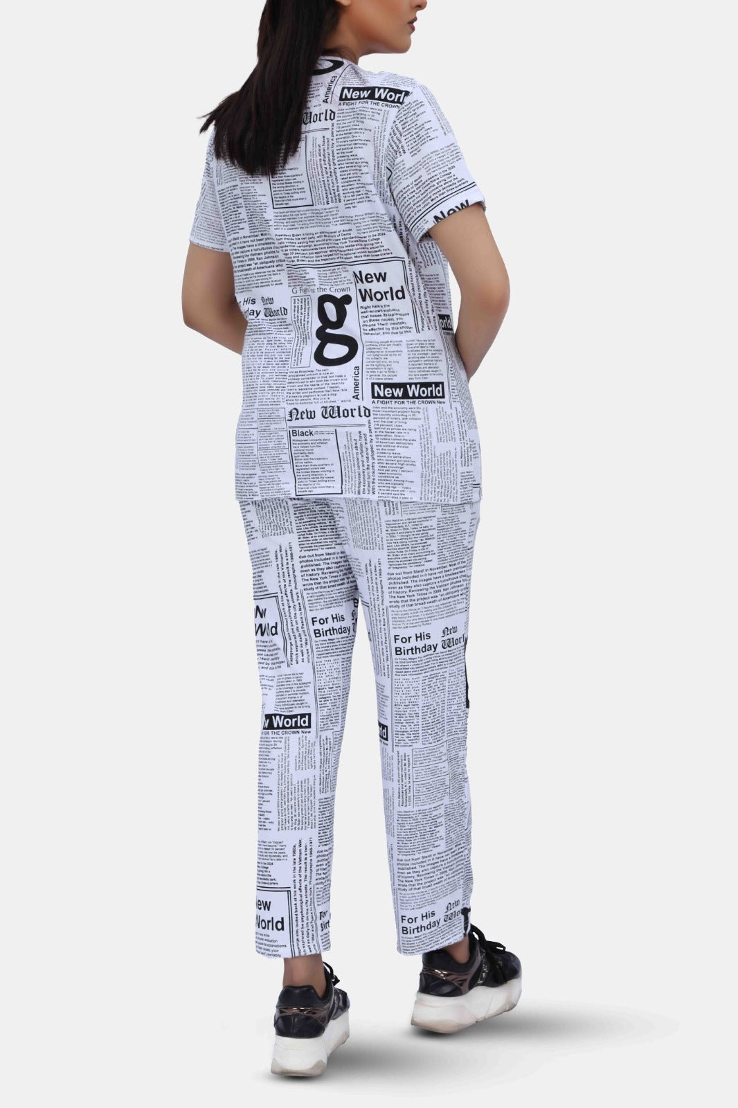 News Print Allover Pajama Set