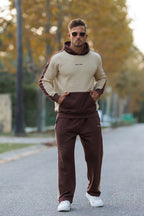 Nextage beige and brown cotton fleece premium quality tracksuit shop now nextage.com.pk