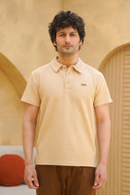 nextage branding leather badge polo shirt for men