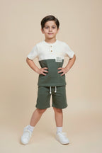 kids premium slub t shirt and shorts matching set